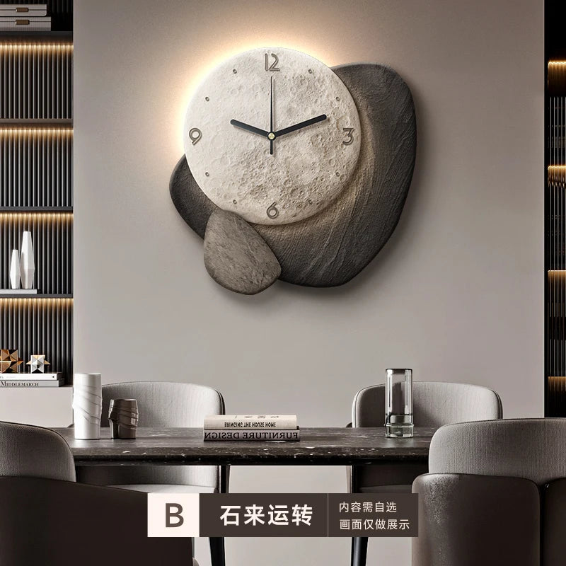 Restaurant clock wall decoration painting creative 3D high-end feeling living room clock table wall clock