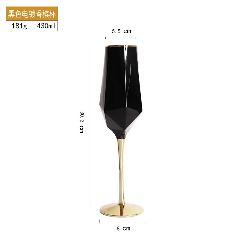 Luxury Black Whisky Glasses with Golden Edge Electroplated Irregular Goblet for Special Purpose Drinking Room Decor