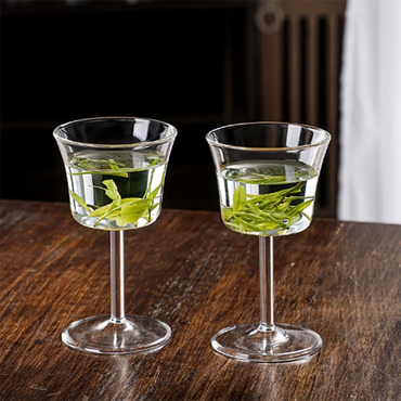 Transparent Glass Houkui Tea Cup Green Kung Fu Tea Glass Red Wine Glass Goblet Tea Tasting Cup Small Tea Cup Mini Wine Cups New