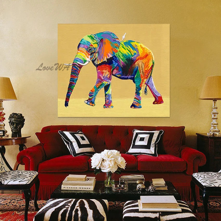 3D Elephant Textured Abstract Paintings, Canvas Artwork, Idea Design Art Picture, No Framed, Wall Decoration For Living Room