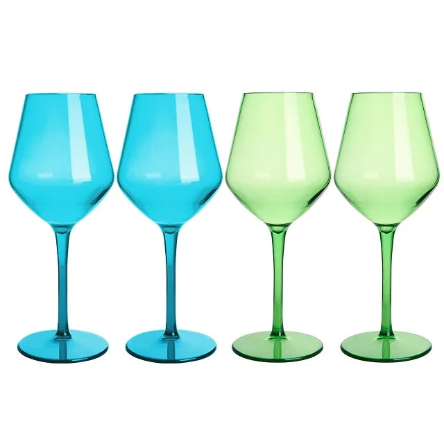 MICHLEY 2/4/6PCS Unbreakable Colorful Tritan Plastic Wine Glass Set Reusable Luxury For Party Outdoor Dishwasher Glassware