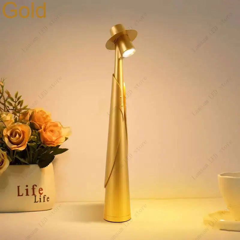 Fashionable Man Lamp USB Rechargeable Tricolored LED Desk Lamp Elegant Slim Stick Light Unique Portable Dimmable Reading Lamp