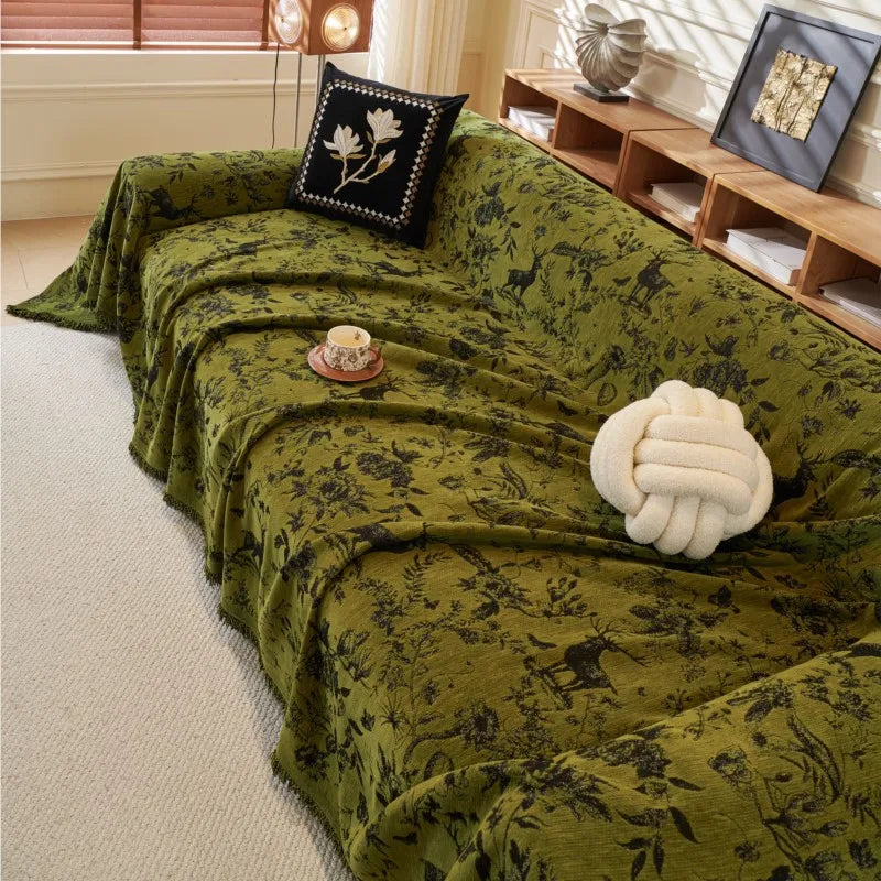 25 All-Season Chenille Sofa Cover Slipcover Cat Scratch Resistant Dustproof Sofa Cushion Universal Flower Sofa Blanket Protector