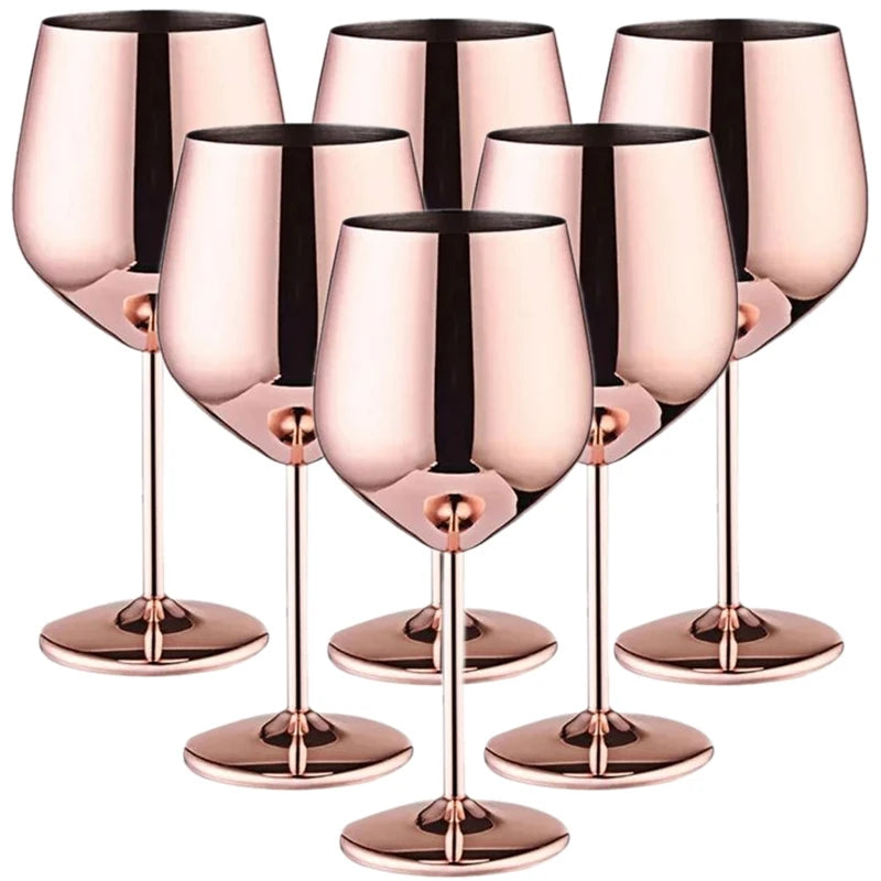6PCS Stainless Steel Glass Cocktail Creative Metal Wine Glass Bar Restaurant Champagne Red Wine Glass Drinkware Barware Cup