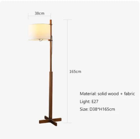Nordic Wabi Sabi Solid Wood Fabric Shade Led Floor Lamp Living Room Bedroom Bedside Lamp Home Decor Sofa Corner Standing Light