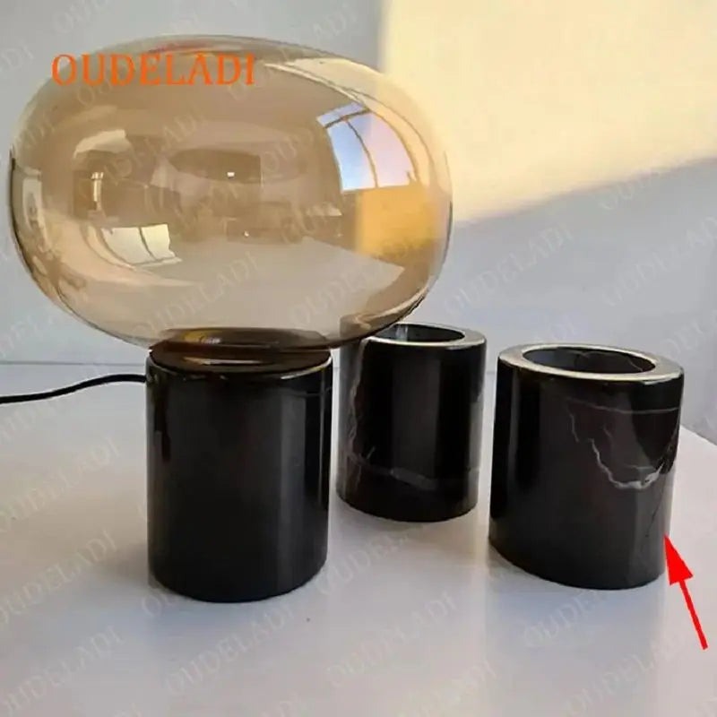 Postmodern Marble Glass Table Lamp Bedroom Decoration Beside Lamp Luxury Black Table Lamps for Living Room Study Desk Lamp