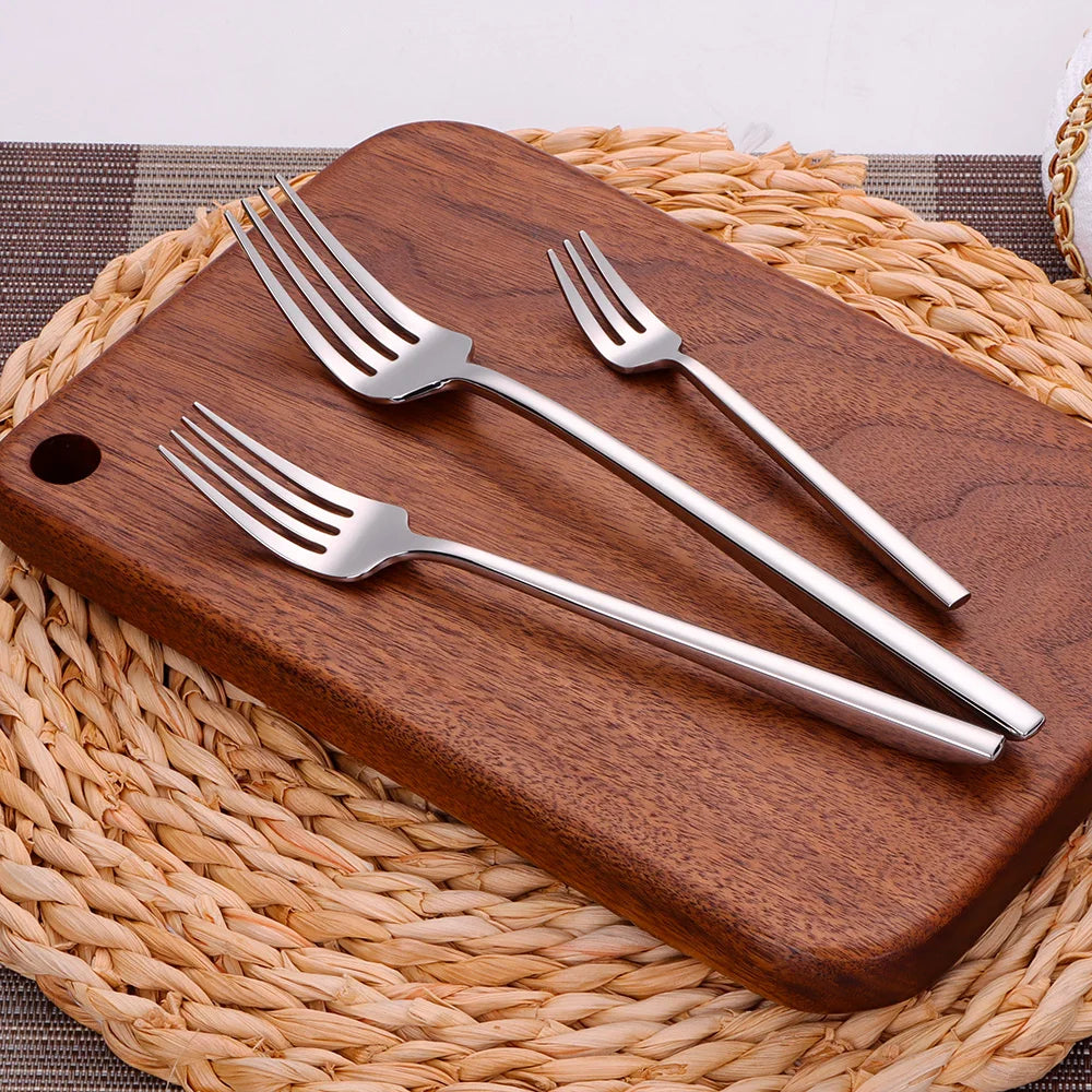 6/16/20/24/28Pcs Cutlery Set Stainless Steel 304 Tableware Mirror Sliver Dinner Set Western Knife Fork Spoon Elegant Flatware