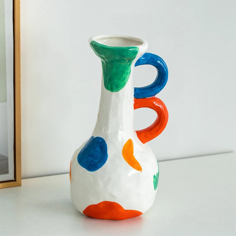 Aesthetic Ceramique Blanc Vase Rustic Kawaii Modern Minimalist Vase Bedroom Ornaments Vasi Per Fiori Home Decoration Living Room