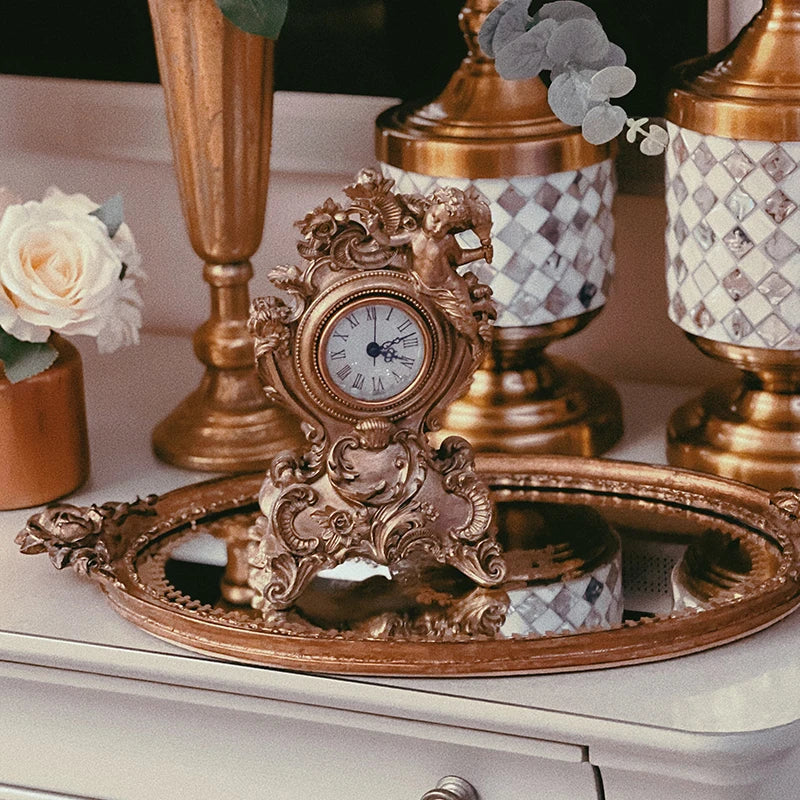 Resin Roman Dial Table Clocks, Retro Clocks, Office Desktop Ornaments, Decoration Items, Nordic Watch Decor, Home Accessories