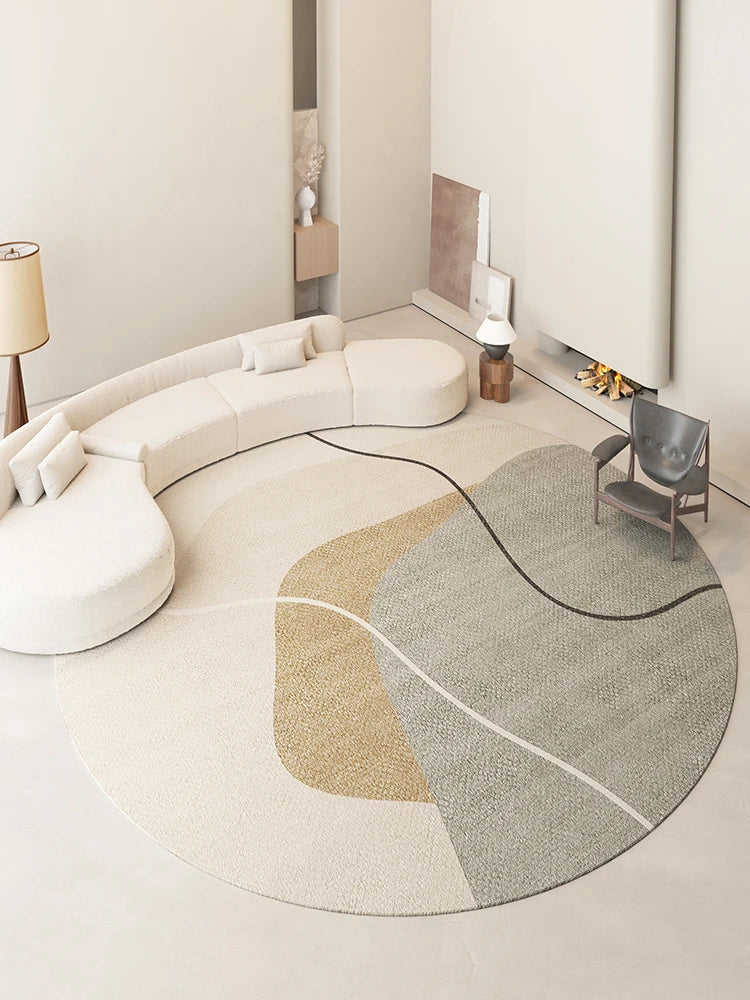 Cream Style Carpets for Living Room Thicken Plush Bedroom Decor Round Carpet Fluffy Soft Lounge Floor Mat Washable Cloakroom Rug