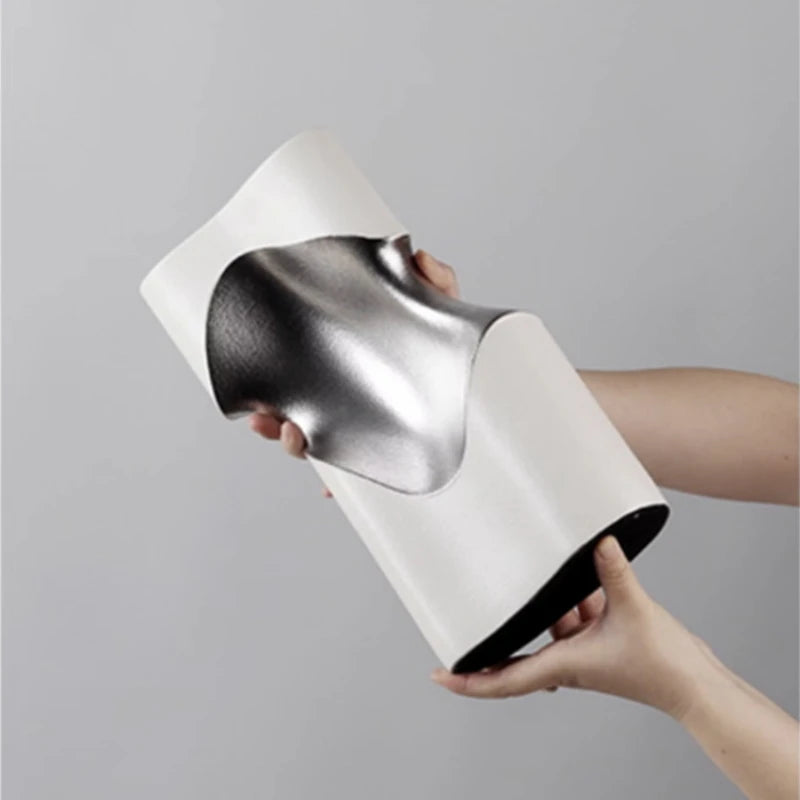 Ceramic Vase Curve Irregular Bend Golden Flower Artistic Flowerpots Porcelain Crafts Ornaments Room Decoration