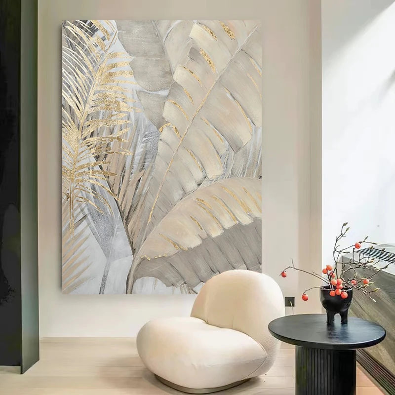 Nordic Gold Leaf Huge Size Picture Hand Painted Abstract Oil Painting On Canvas Wall Art For Living Room Home Decor No Frame