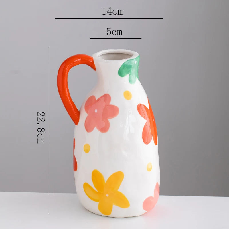 Aesthetic Ceramique Blanc Vase Rustic Kawaii Modern Minimalist Vase Bedroom Ornaments Vasi Per Fiori Home Decoration Living Room