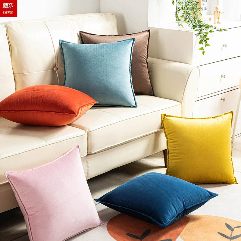 1 Piece Super Soft Velvet Solid Color Living Room Sofa Decorative Cushion Cover Pillow Cover (excluding Filler)