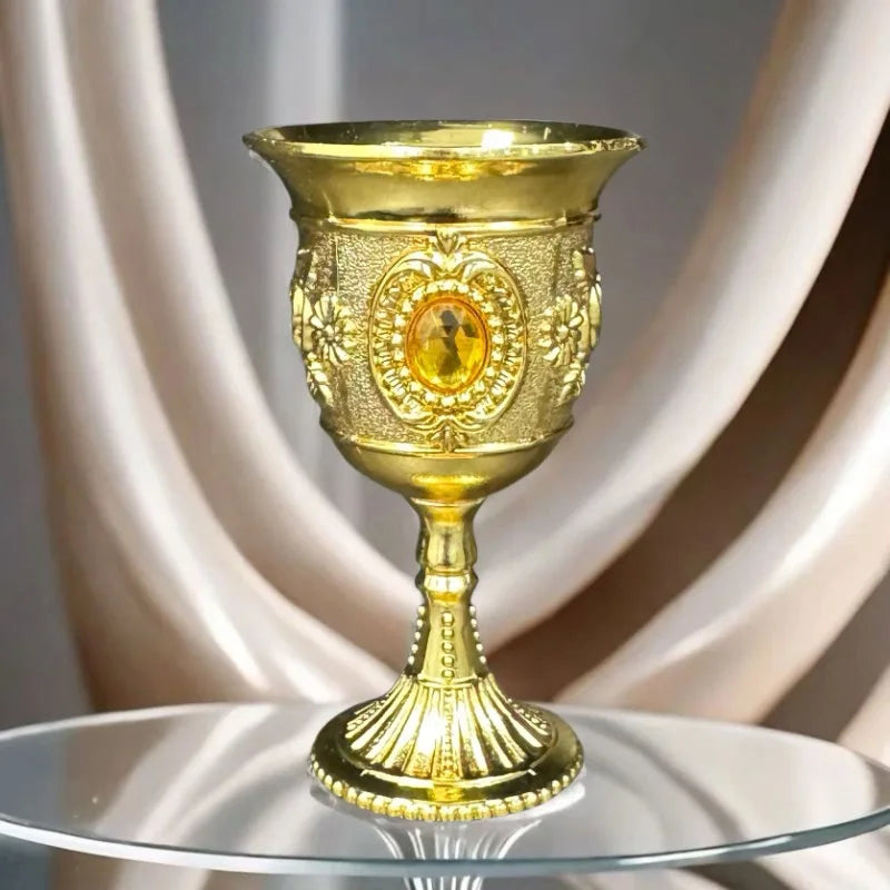 European Gemstone Rose Metal High Footed Wine Cup Wedding Toast Cup Household Wine Glass Holiday Gift