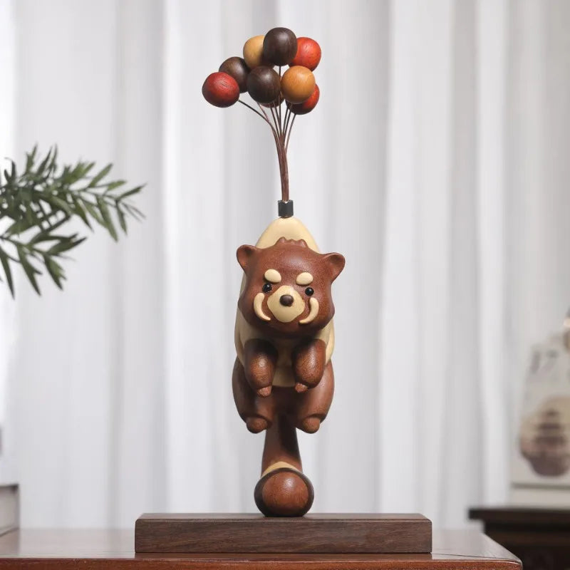 Wooden Ornaments Creative Magnetic Attraction Bear Figurines Room Miniature Desk Accessories Modern Home Decorations Funny Gifts