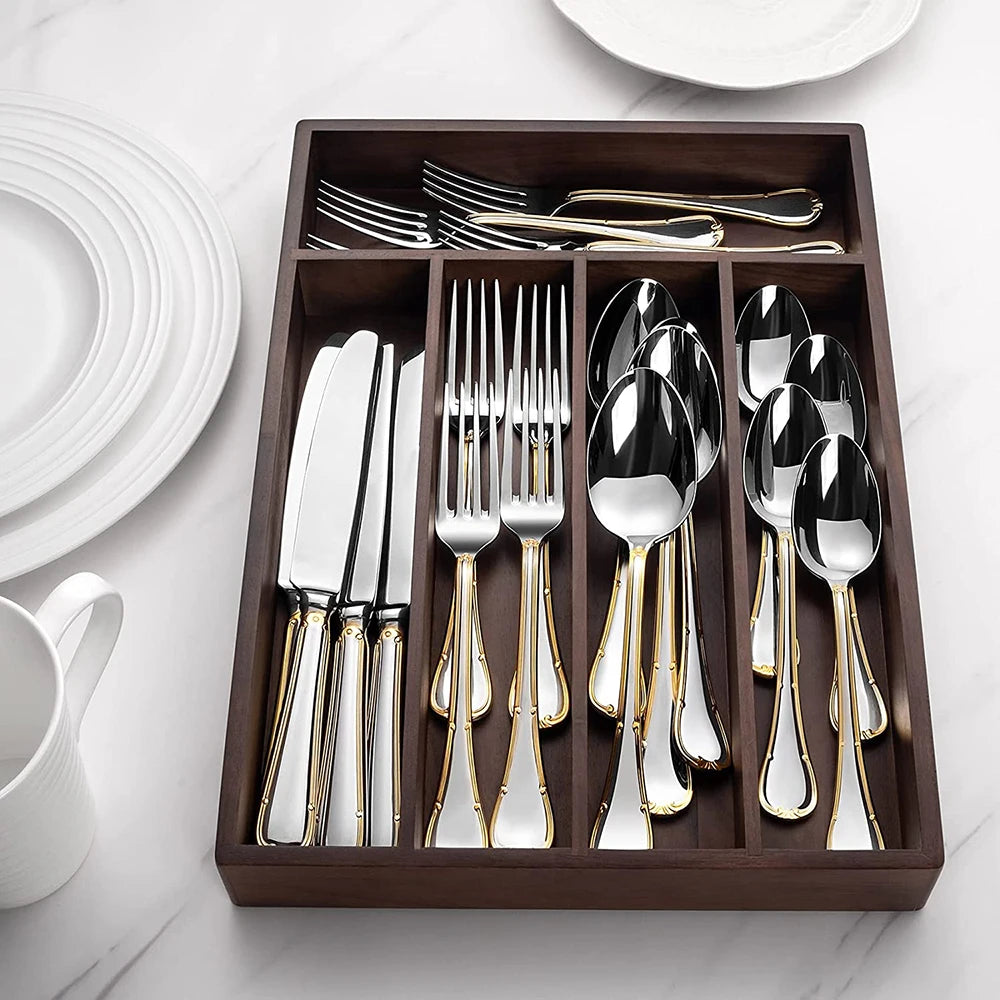24 Piece Flatware Cutlery Set for 6 18/10 Stainless Steel Silverware Mirror Polished for Housewarming Restaurant Wedding Party