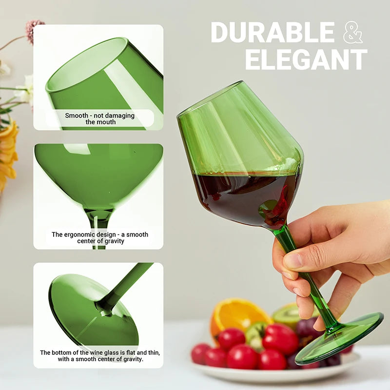 MICHLEY 2/4/6PCS Unbreakable Colorful Tritan Plastic Wine Glass Set Reusable Luxury For Party Outdoor Dishwasher Glassware