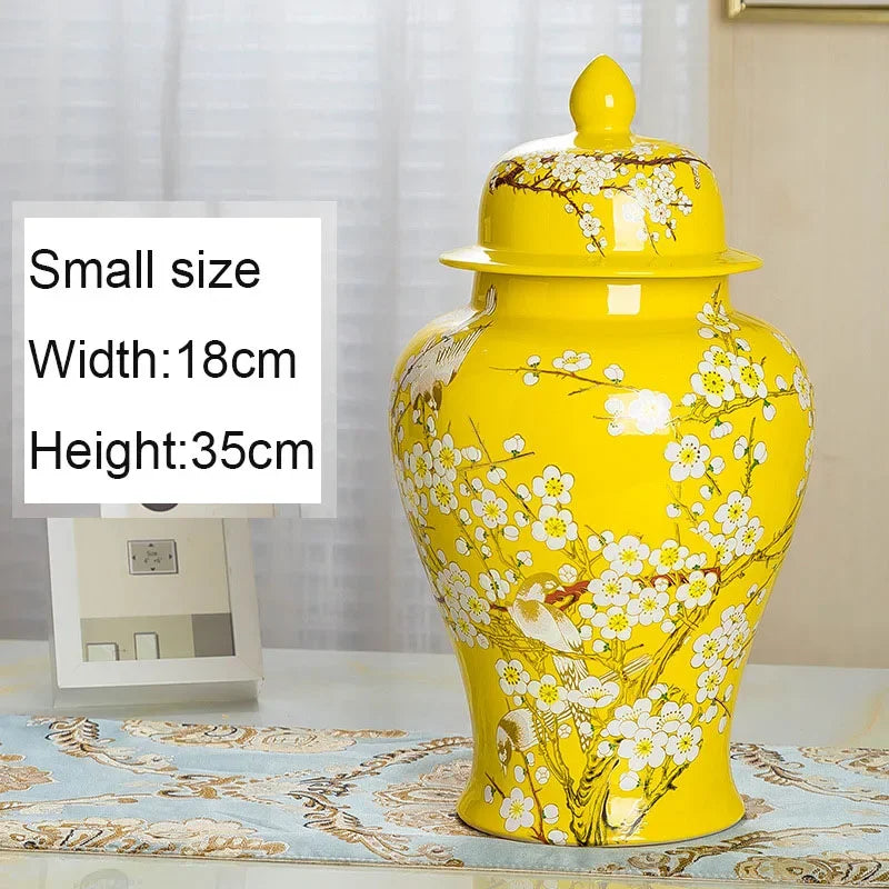 Large Floor Vase Blue 18 Inche Flower And Bird Print Temple Jars For Home Decor Chinese Porcelain Vase Flower Arrangement Heig
