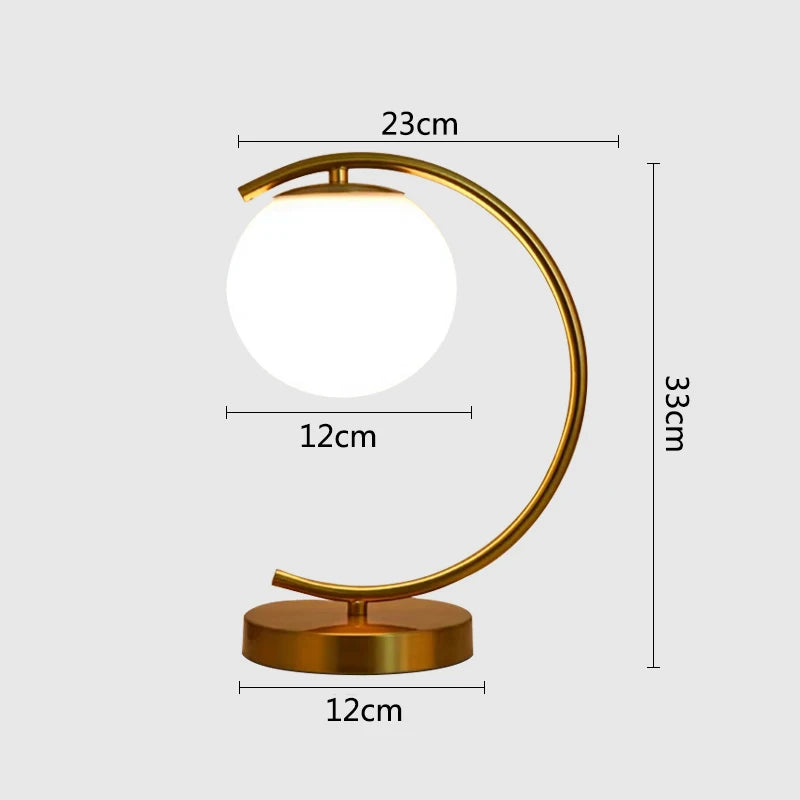 Nordic Brass Ring Glass Ball Table Lamp Modern Led Living Room Bedroom Hotel Home Decor Desk Lamp Eye Protection lamp