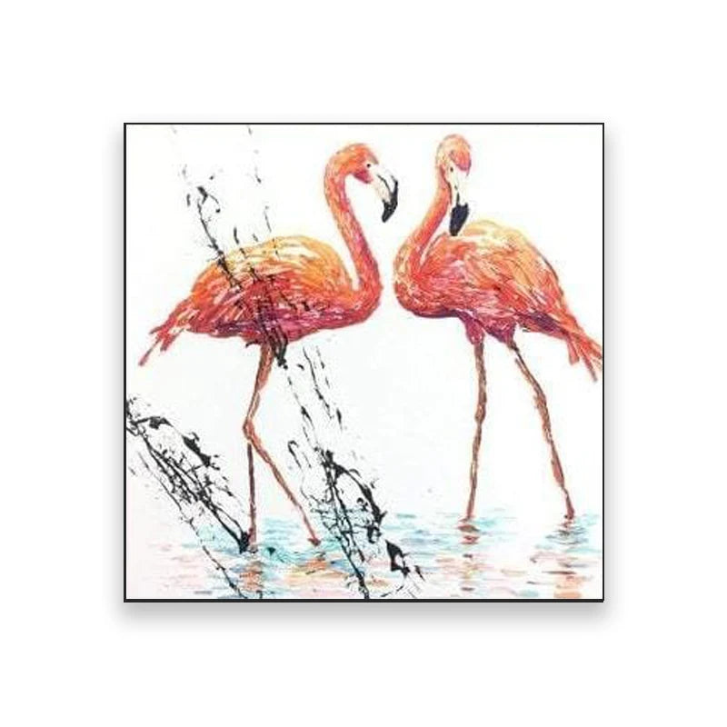 Thick Textured Knife Painted Flamingo Picture 100% Handmade Abstract Oil Painting Canvas Wall Art For Home Decoration No Frame