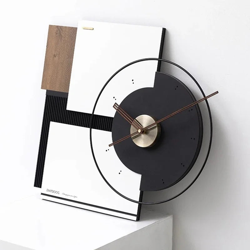 Large Living Room Wall Clock Silent Art Watches Luxury Mural Clocks Walnut Pointer Room Decor Ornaments Modern Wall Decoration