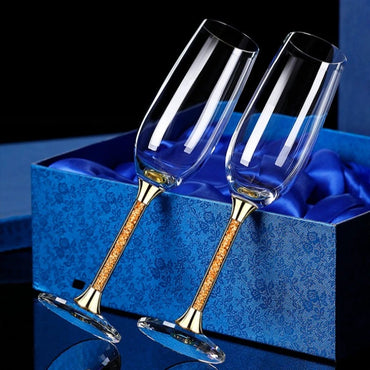 2 Pieces Luxury High-end Diamond Crystal Glass Red Wine Set High Party Wine Glass Drinking Champagne Flute