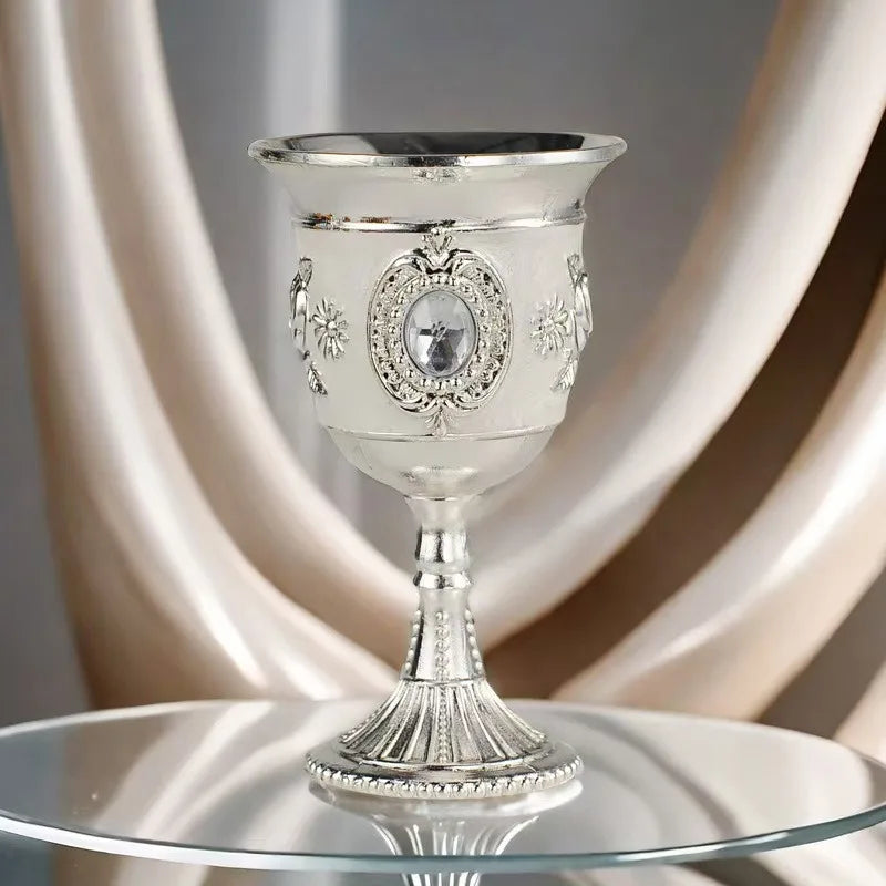 European Gemstone Rose Metal High Footed Wine Cup Wedding Toast Cup Household Wine Glass Holiday Gift