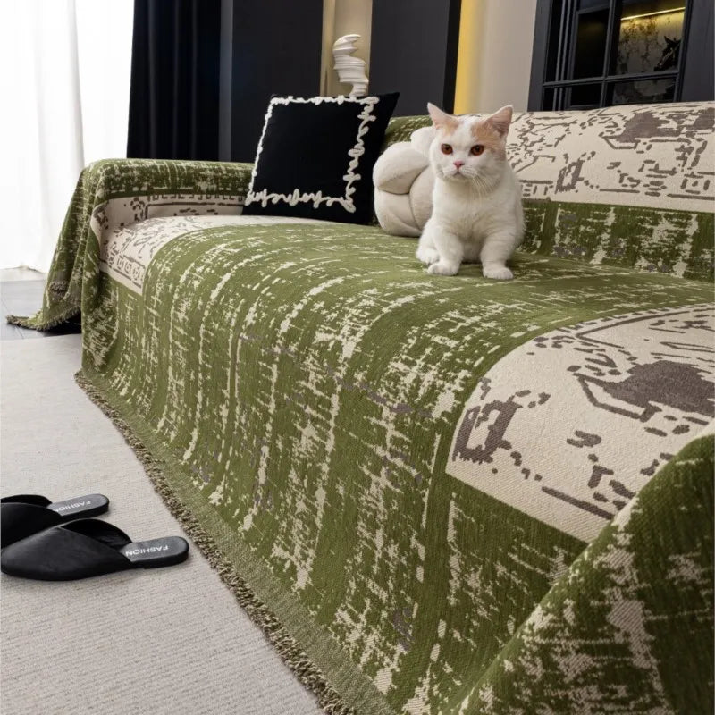 쿠션 커버 Sofa Covers Chenille Sofa Mats Throw Blankets Mats 2025 All-season Camping Picnic Blanket Color Block Sofa Cover Mats