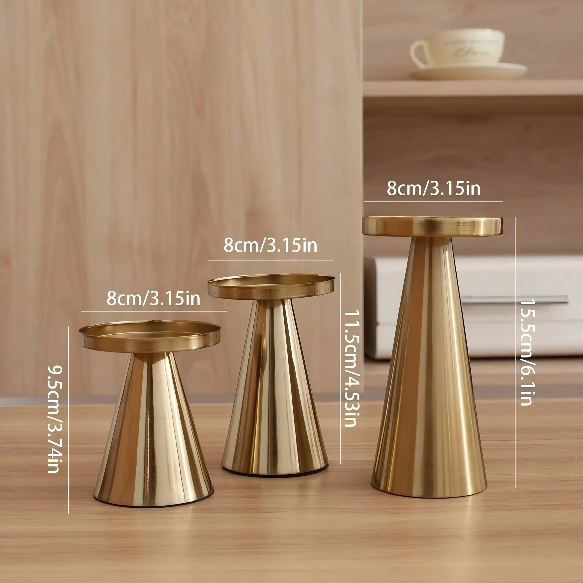 3pcs Copper-Plated Candlestick Set  Tea Candle Light Wedding Home Decoration Candlestick Set Table Decoration Candle Holder