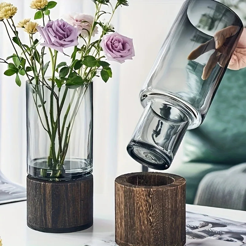 Light Luxury Simple Retro Vase Decoration Creative Primary Color Glass Water Nourishing Vase Living Room Table Decoration