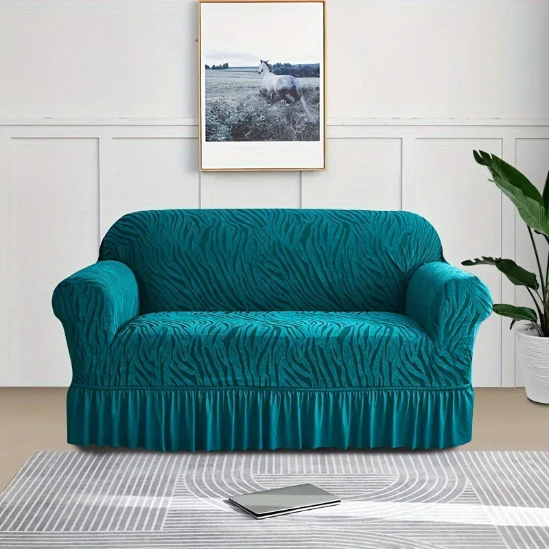 1 Piece Set Sea Wave Skirt Stretch Sofa Cover Non-slip Full Cover Dust Cover Bedroom Living Room Home Decoration 2/3/4 People