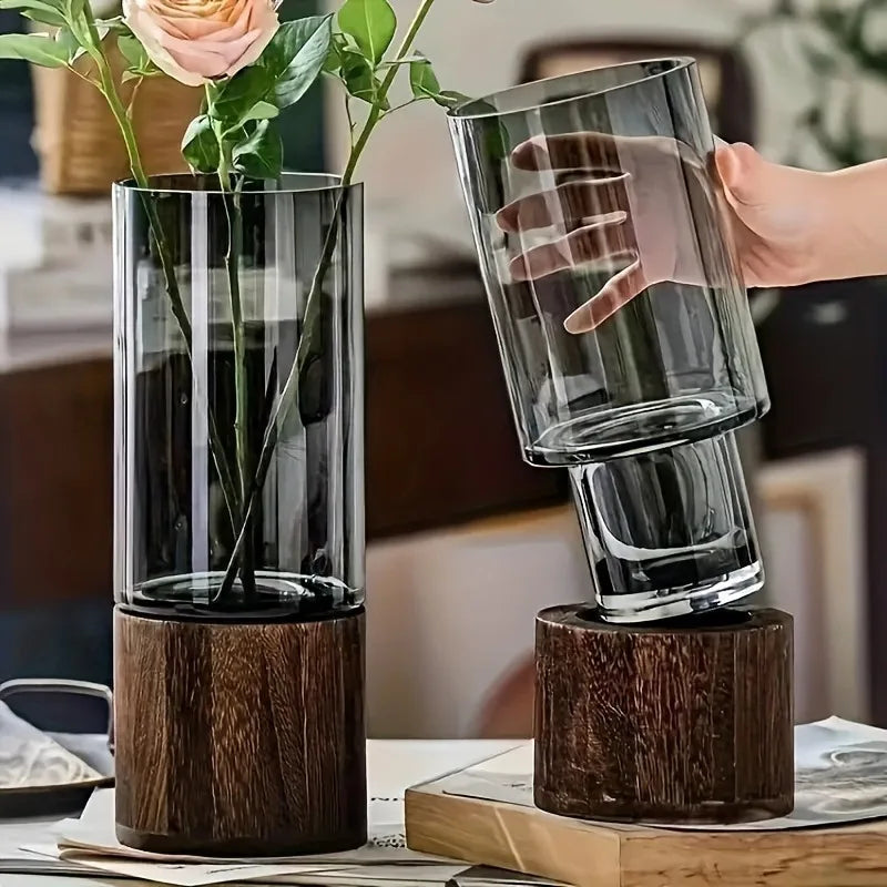 Light Luxury Simple Retro Vase Decoration Creative Primary Color Glass Water Nourishing Vase Living Room Table Decoration