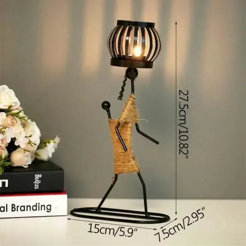 Rustic Wedding Table Centerpiece Decor Living Room Human Figurines Candlestick Gifts Candle Holders Home Decoration Accessories
