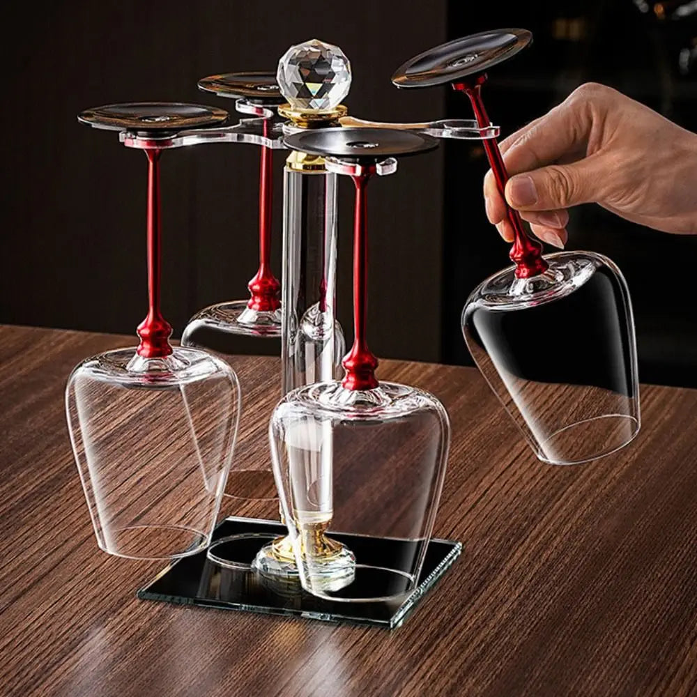 Advanced Clear Rotating Glass Wine Glasses 500ml Thickened Base Crystal Goblet Ergonomic Holder Wine Decanter Glass Cup Whiskey