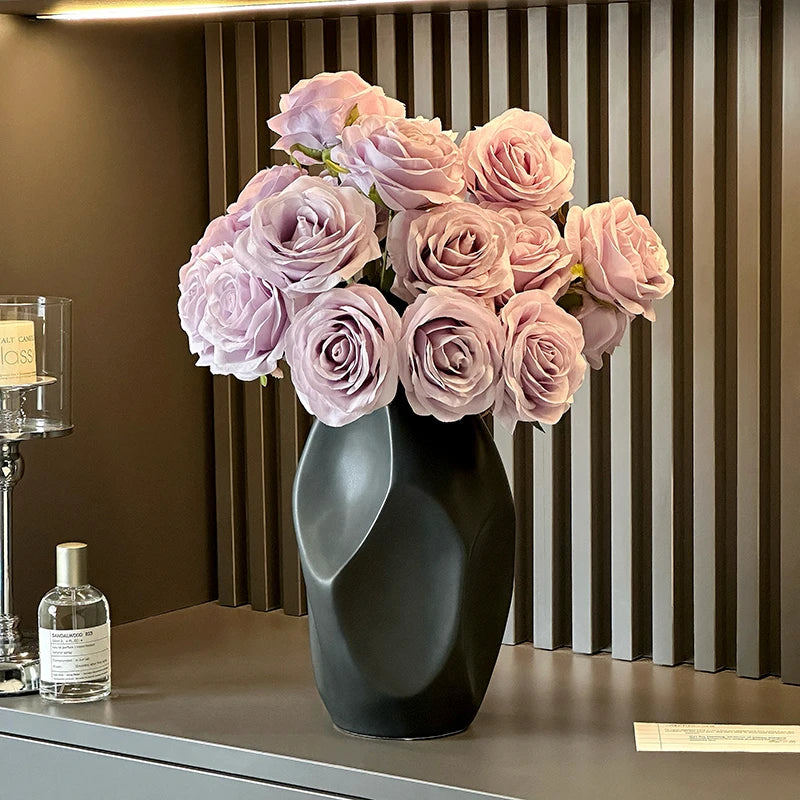 Wabi-sabi style retro ceramic vase decoration, living room ornaments, entrance hall TV cabinet, flower arrangement, hydroponic