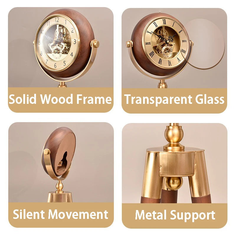 Retro Desk Clock Living Room Clocks Gear Silent Table Clock Antique Home Decoration Bedroom Watch Nordic Interior Accessories
