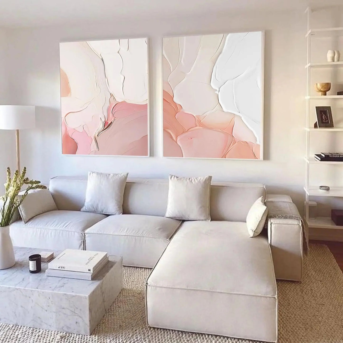 Pink Milk Color Pic 100% Hand Painted Modern Abstract Oil Painting On Canvas Wall Art  For Living Room Home Decoration No Frame