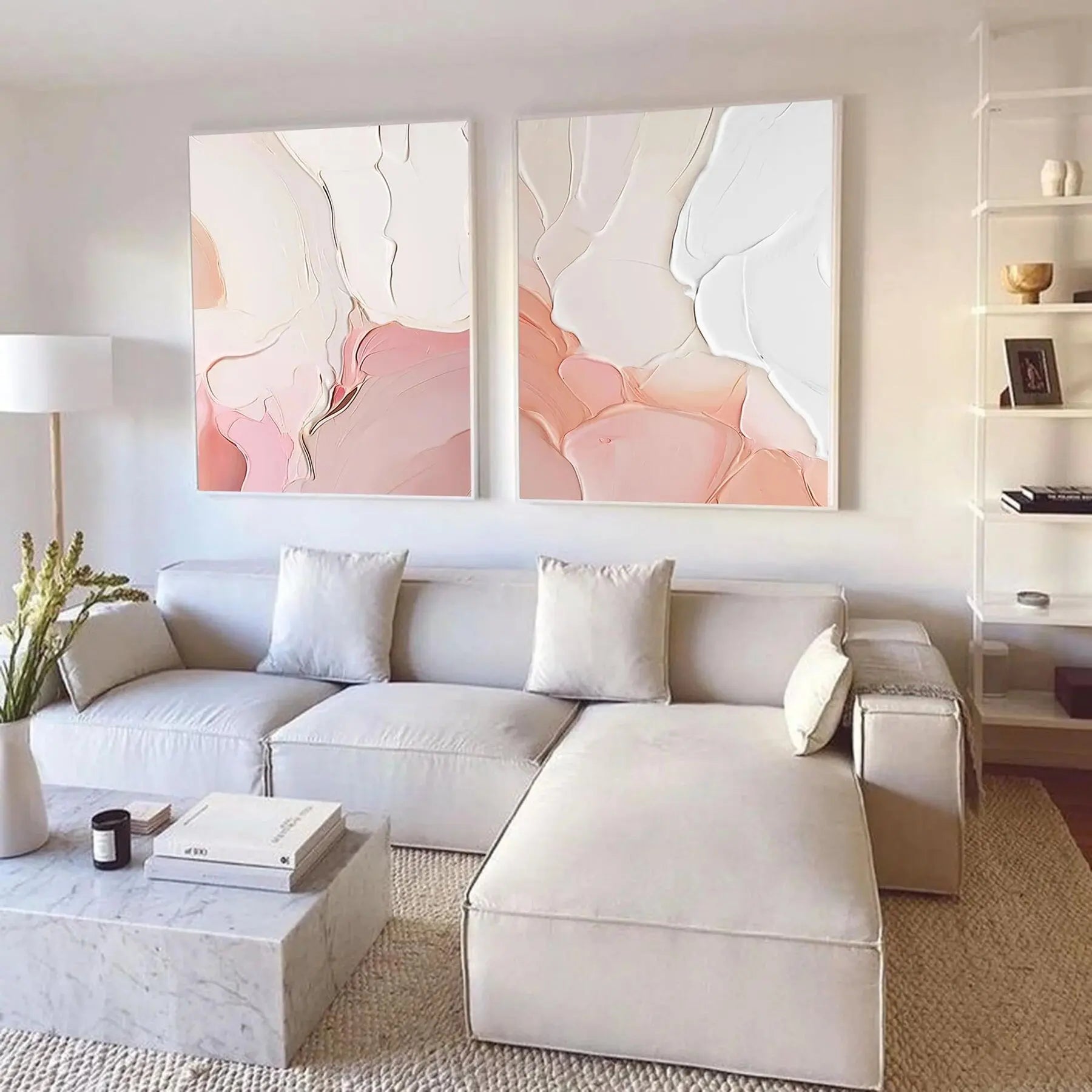 Pink Milk Color Pic 100% Hand Painted Modern Abstract Oil Painting On Canvas Wall Art  For Living Room Home Decoration No Frame