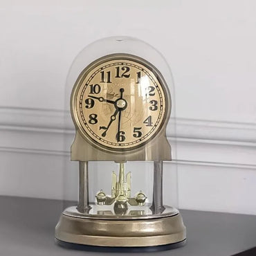 Vintage Table Clock Living Room Desk Clocks Aesthetic Decorative Tabletop Watch Silent Desktop Watches with Clear Clock Cover