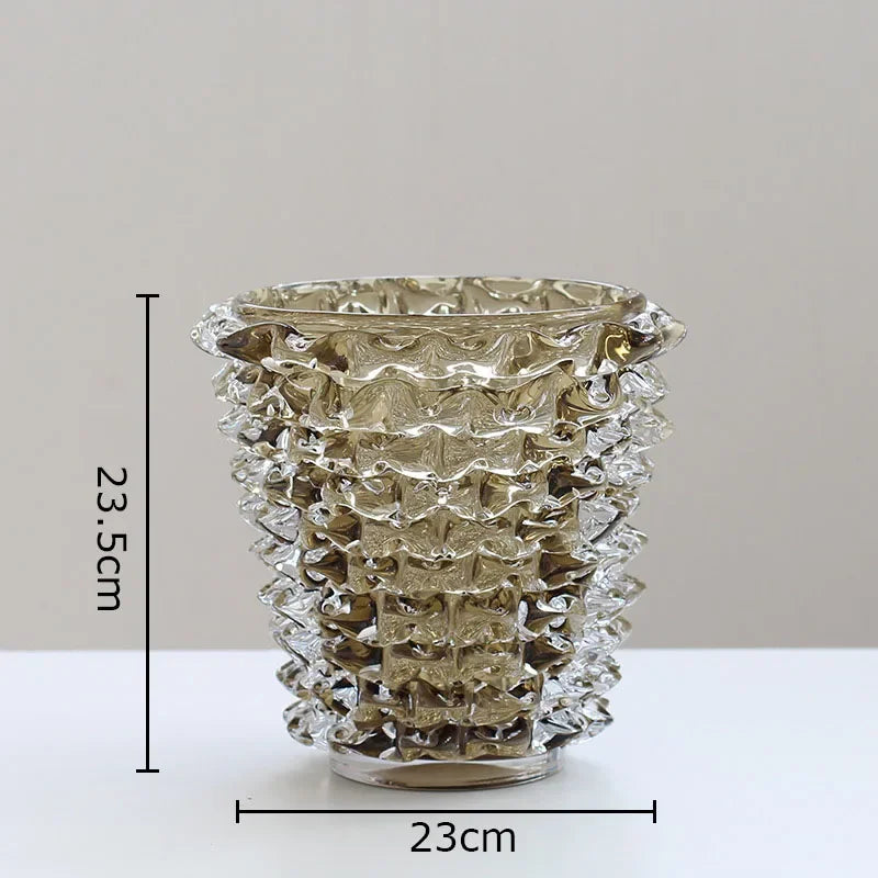 Creative Transparent Wrinkle Glass Vase Desk Decoration Flower Arrangement Hydroponics Flower Pots Floral Vases Modern Decor