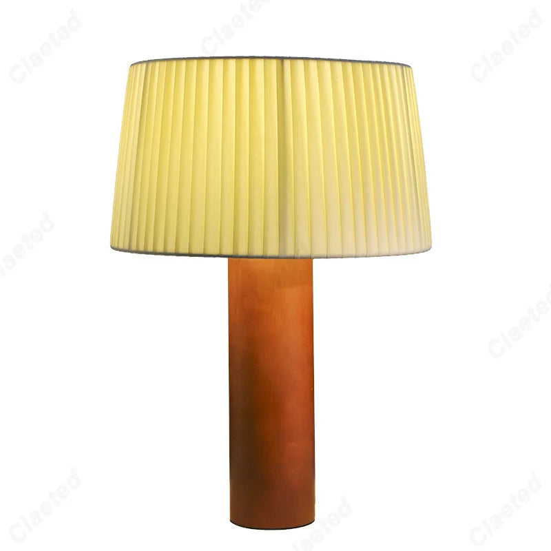 New Simple LED Pleated Solid Wood Table Lamp Living Room Study Bedroom Bedside Atmosphere Lighting Lamps
