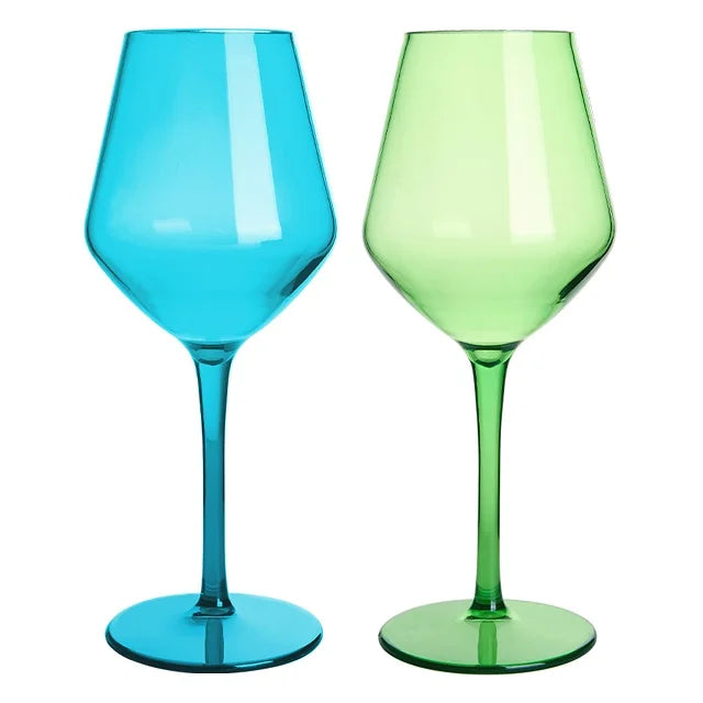 MICHLEY 2/4/6PCS Unbreakable Colorful Tritan Plastic Wine Glass Set Reusable Luxury For Party Outdoor Dishwasher Glassware