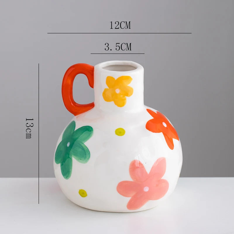 Aesthetic Ceramique Blanc Vase Rustic Kawaii Modern Minimalist Vase Bedroom Ornaments Vasi Per Fiori Home Decoration Living Room