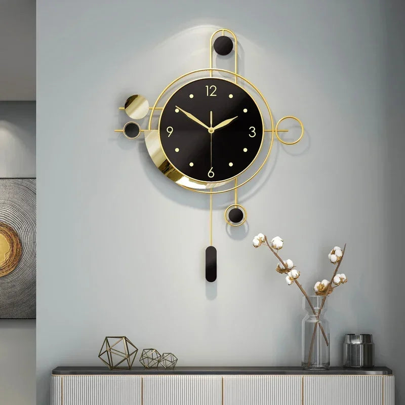 Large Metal Wall Clocks Luxury Silent Creative Pendulum Clock Living Room Gold Watches Art Nordic Home Decoration for Bedroom