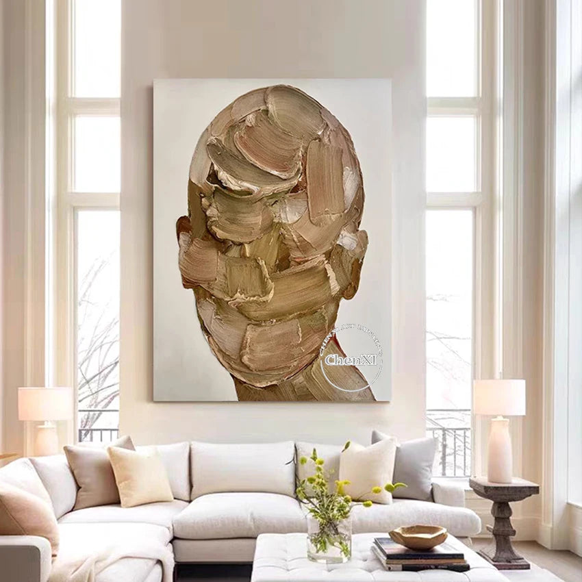 Knife Painting Frameless Thick Acrylic Design Modern Abstract Textured Canvas Art Handmade Picture Figure Oil Paintings Face