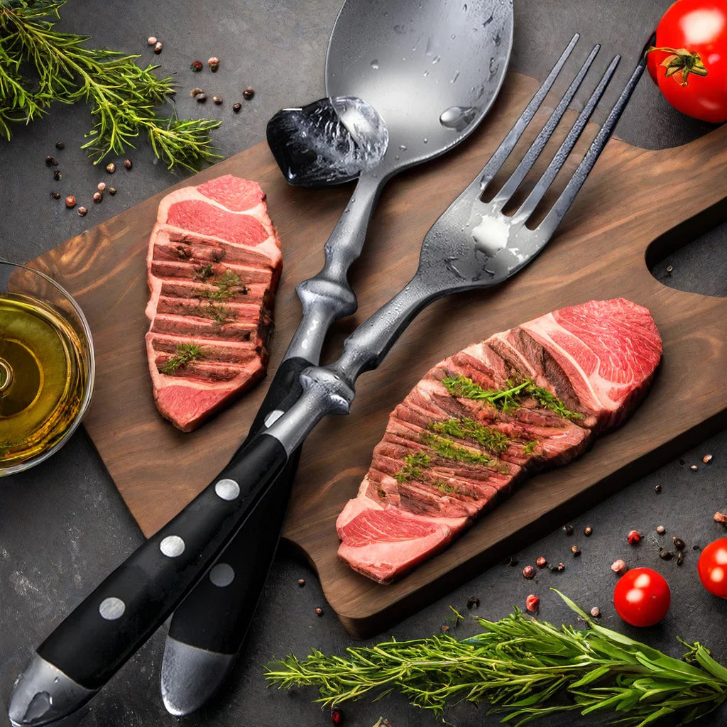 Classic Elegant Stainless Steel Cutlery Set Fork Spoon Knife Full Dinning Fork Steak Knife Teaspoon Creative Dinnerware Set