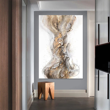 Gold Abstract Luxury Canvas Poster Art, Handmade Unframed Oil Painting, Wall Artwork on Canvas, Big Size Panel