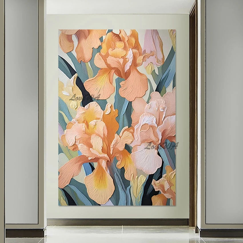 Beautiful Handmade Flowers Canvas Abstract Paintings, Natural Scenery Picture, Acrylic Textured Art Wall, Frameless Artwork