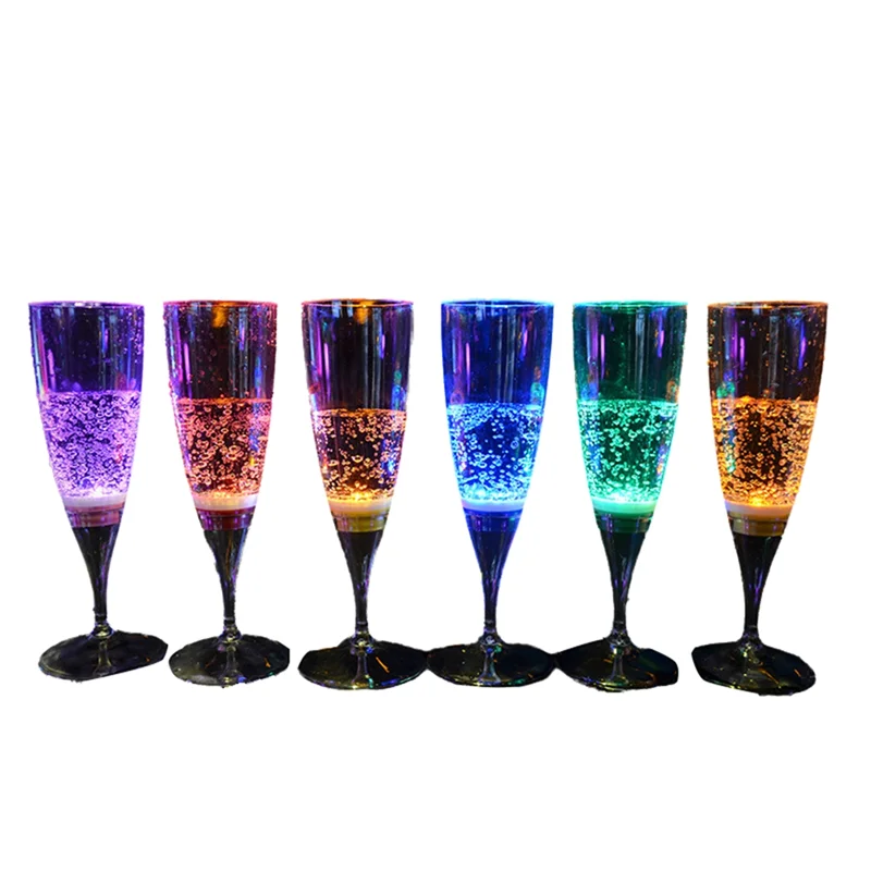Luminous Bar Cup KTV Luminous Cocktail Glass 6Pcs Luminous Cups Food Grade Plastic Wine Glass LED Light Glasses Battery-AS97
